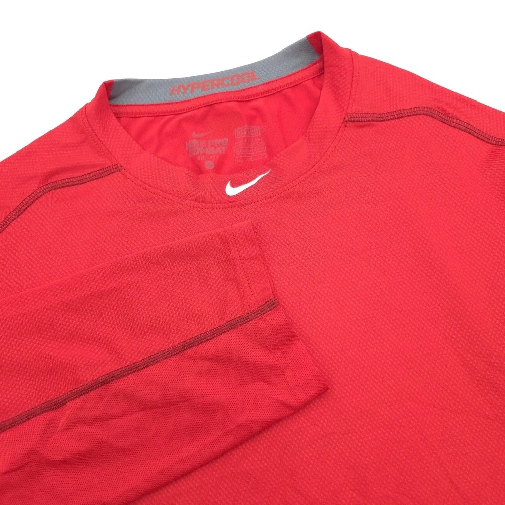 Nike Pro Combat‎ Hypercool Shirt Mens Large Red Dri Fit Fit Baseball 659873-657